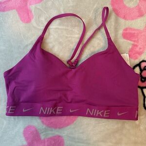 Women’s Nike Dri fit Indy light workout sports bra in berry hot fuchsia, medium